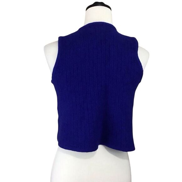 Vintage Pierre Cardin Wool Button Up Royal Blue Sweater Vest Women's XL - Picture 4 of 9
